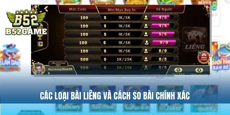 Các loại bài liêng và cách so bài chính xác